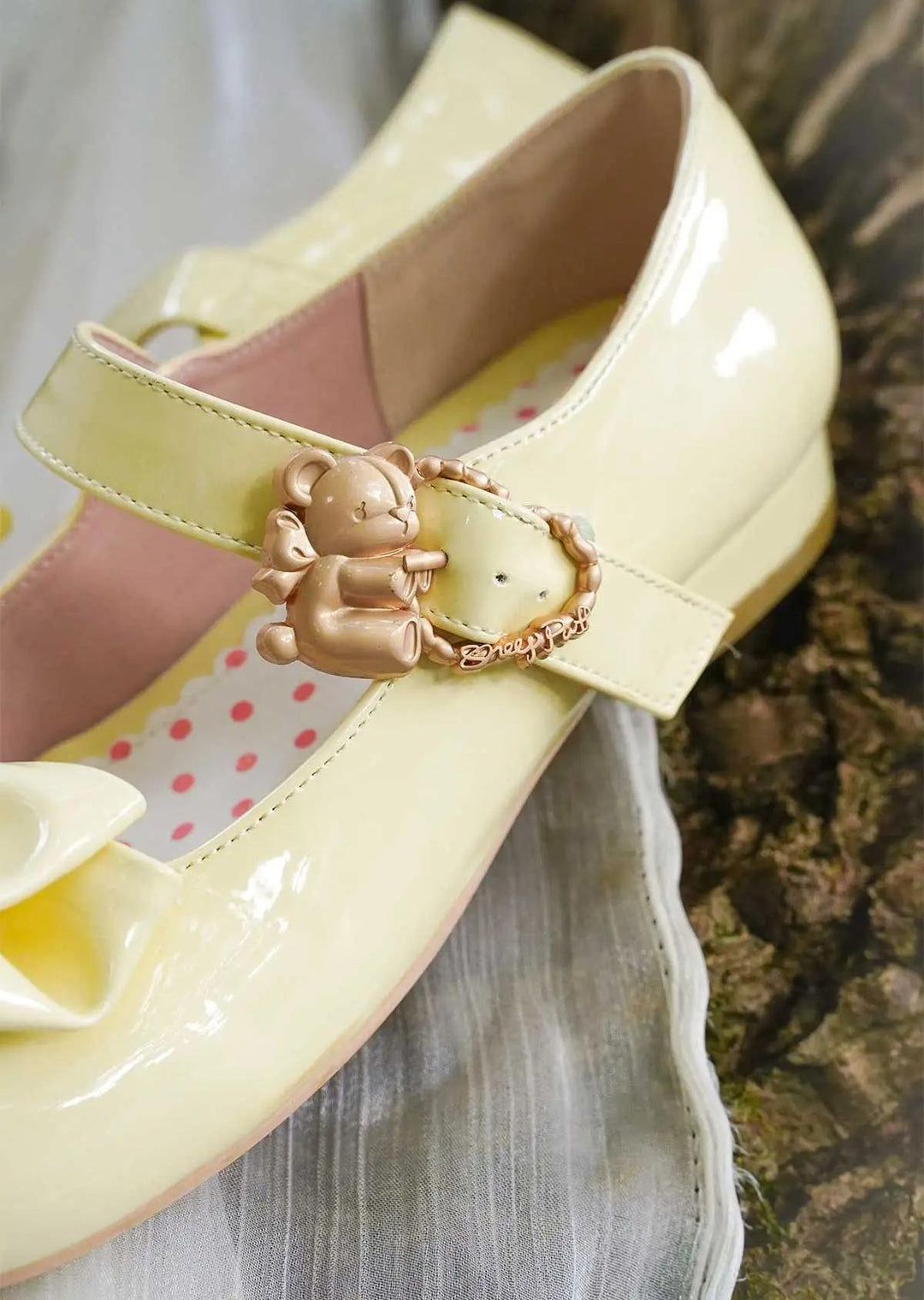 Sheep Puff~Hug Bear~Sweet Lolita Heel Shoes Bear Metal Buckle Bow Shoes   