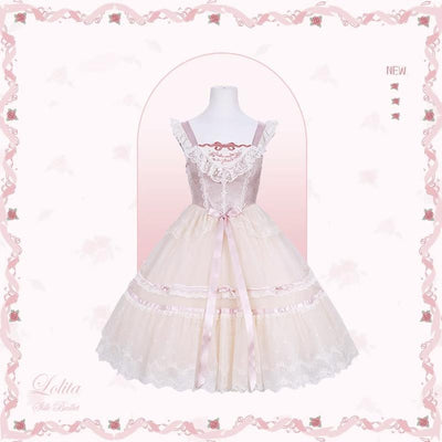 Flower and Pearl Box~Silk Ballet~Wedding Lolita JSK Dress Princess Ballet Dress XS Medium JSK (Pink) 