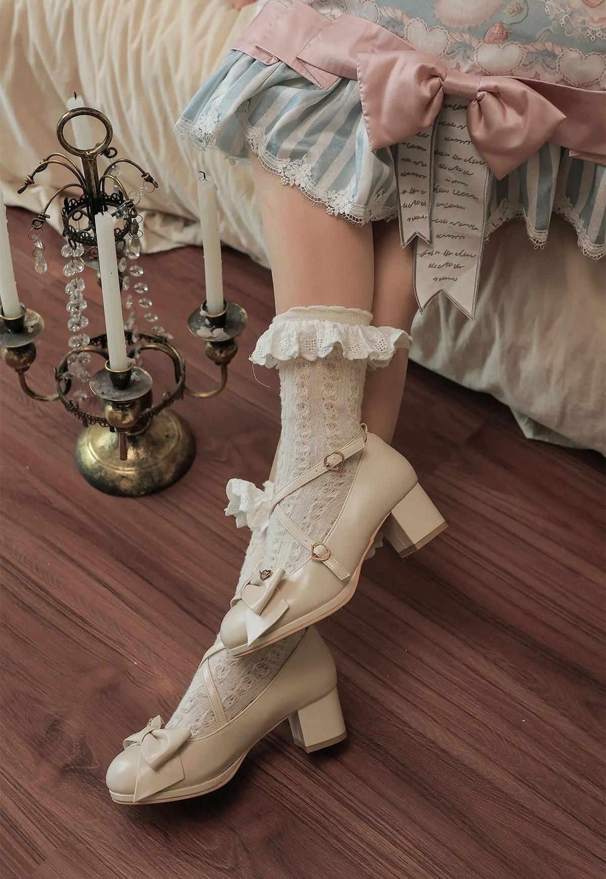 Miss Fondant - Sweet Lolita Cross Strap Shoes, Low & Mid Heels 45678:858874