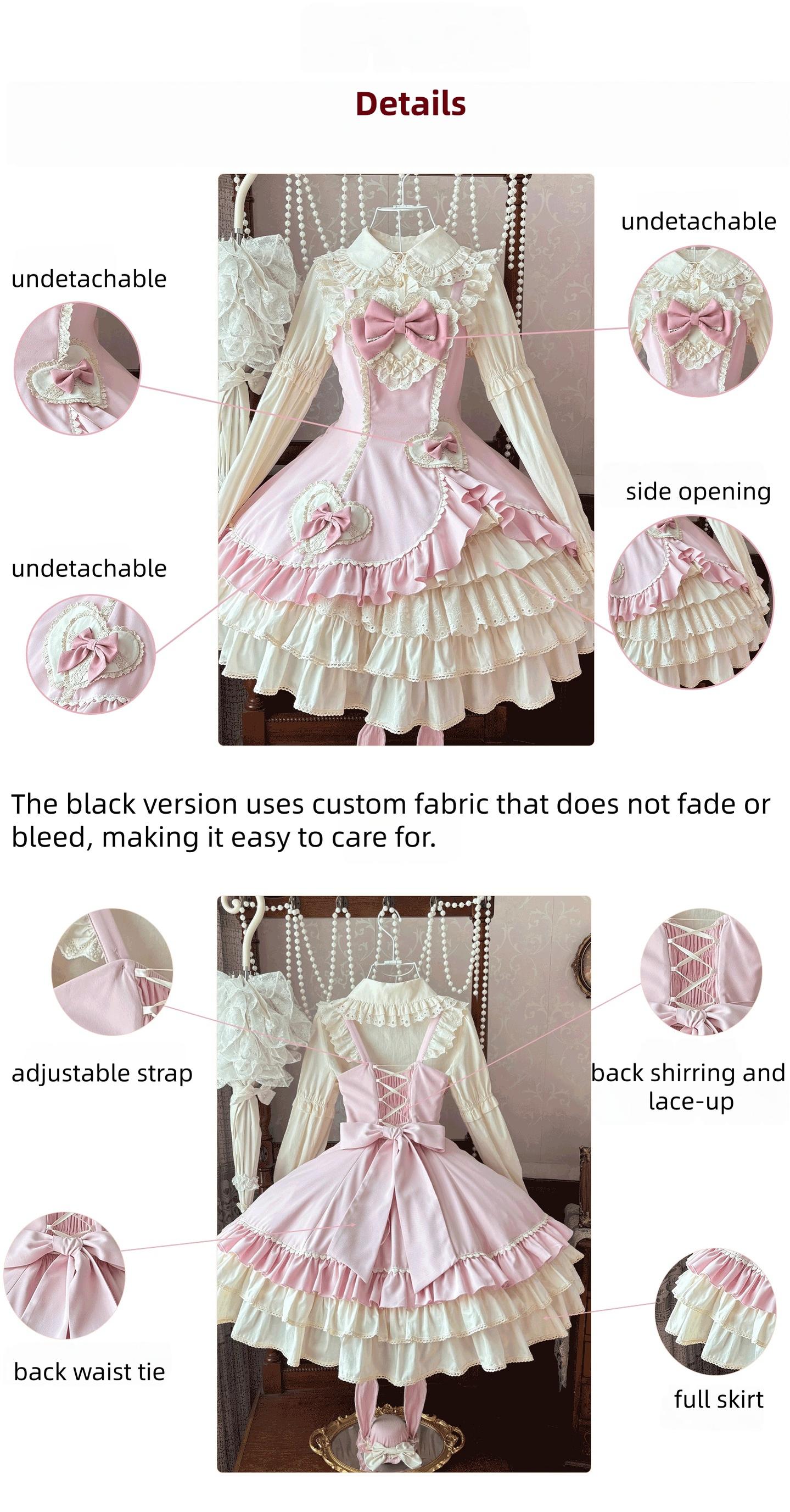 Cream Bud - Tiered Hem Old School Lolita JSK, Side Opening
