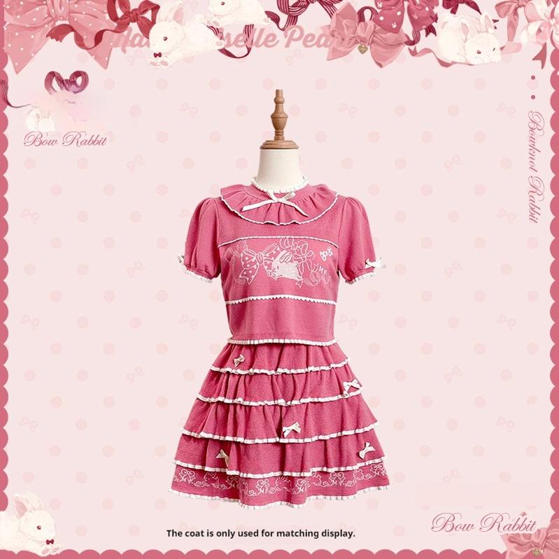 Mademoiselle Pearl~Bow Bunny~IP Collab Sweet Lolita OP Dress Bow JSK OP (L M S XL XS) 38022:578728