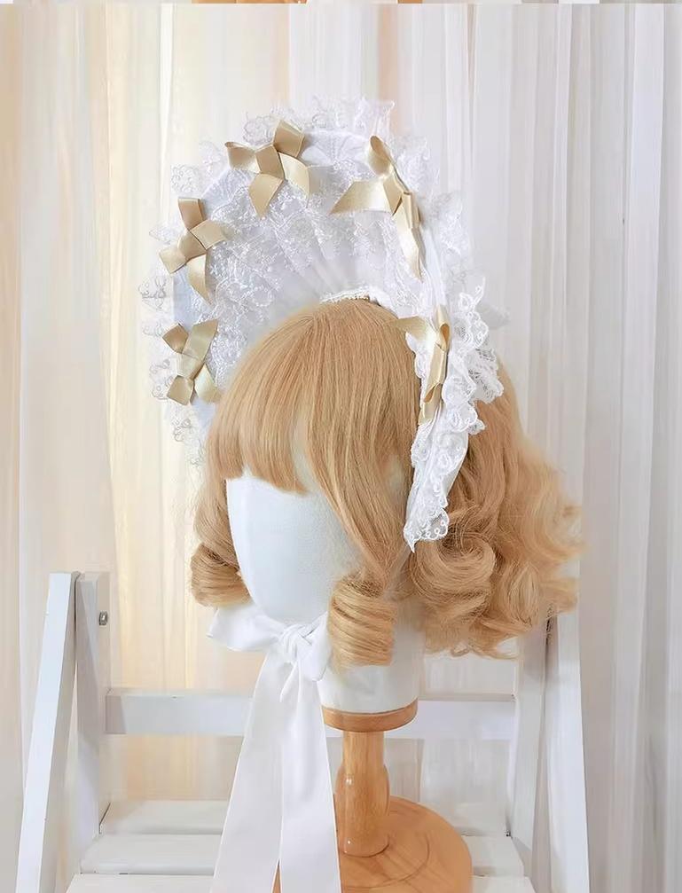 Maid~Sweet Lolita Bonnet Multi-layer Lace BNT   