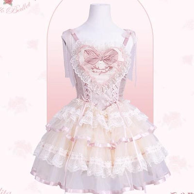 Flower and Pearl Box~Silk Ballet~Wedding Lolita Pink Bridal JSK Set short JSK XS 