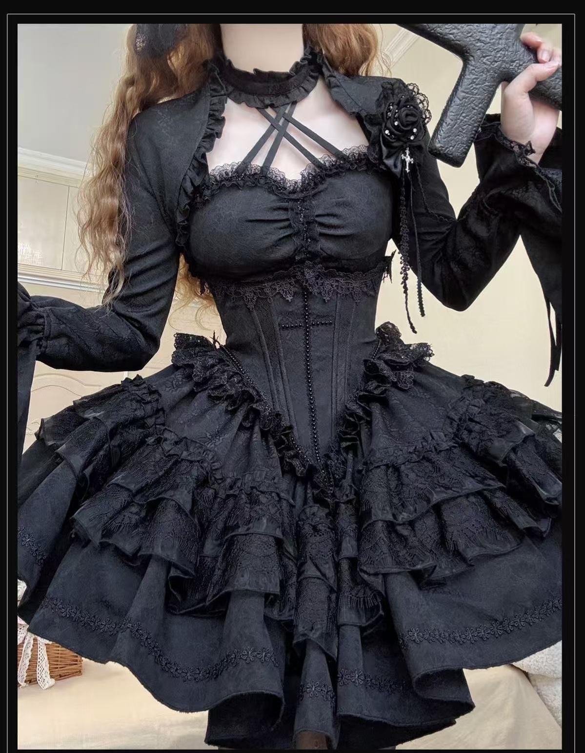 The Original Witch - Thorny Moon - Gothic Lolita SK & Halter Neck Top 44211:798938