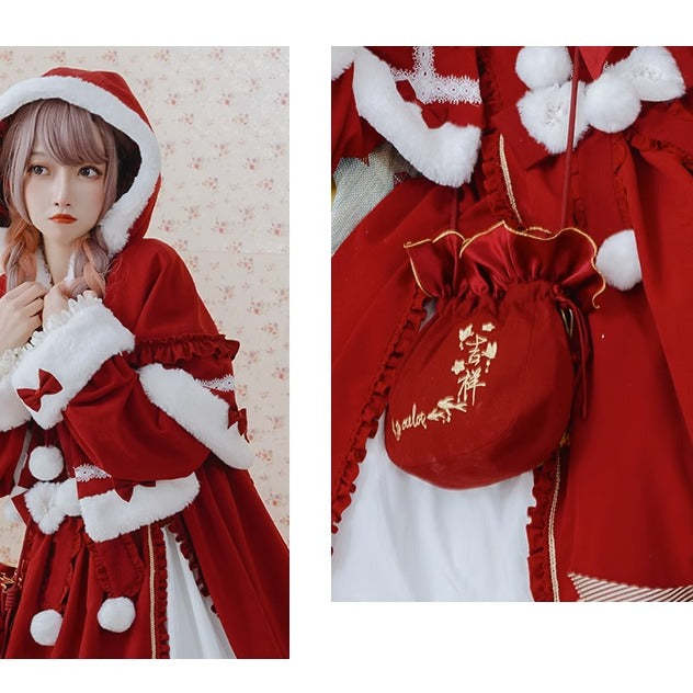OCELOT~Sweet Lolita Red Cloak and Bag Christmas S a small lucky bag 