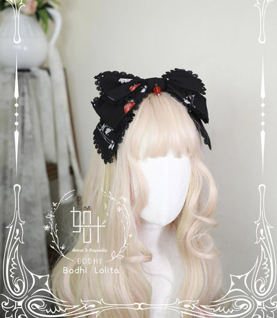(BFM)Bodhi Lolita~Strawberry Fruit Tea~Elegant Lolita Headdress Lolita Hair Accessory KC (Black)  