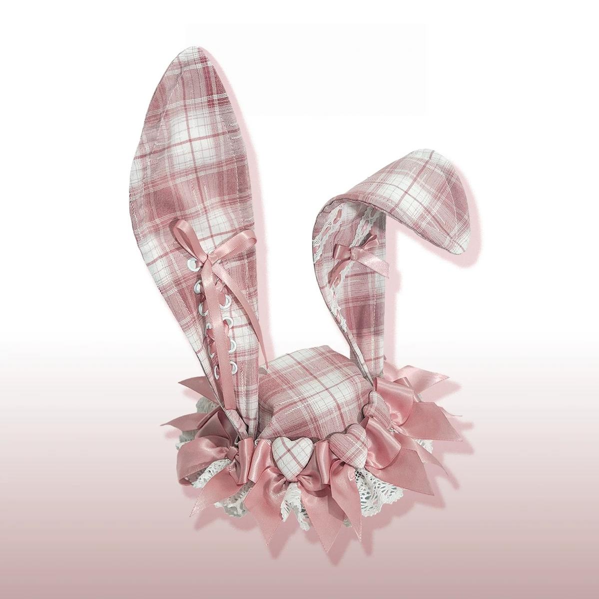 Plaid Lace Bunny - Old School Lolita Plaid OP Dress, Lace Trim 45992:871338