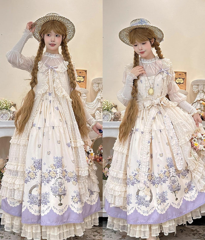 DreamWhale~Floral and Bird Series~Classic Lolita JSK Suit Floral Print Dress 40910:679630