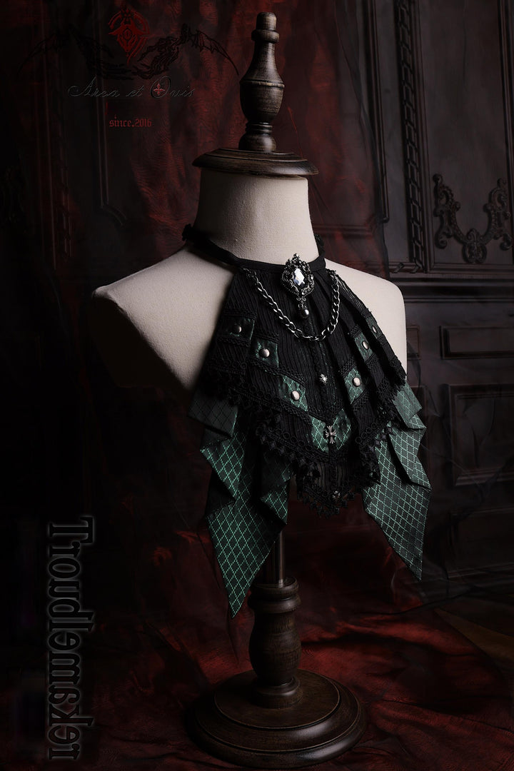 Arca et Ovis~Ouji Lolita Jabot Gothic Lolita Accessory Multiple Colors F Dark Green Diamond