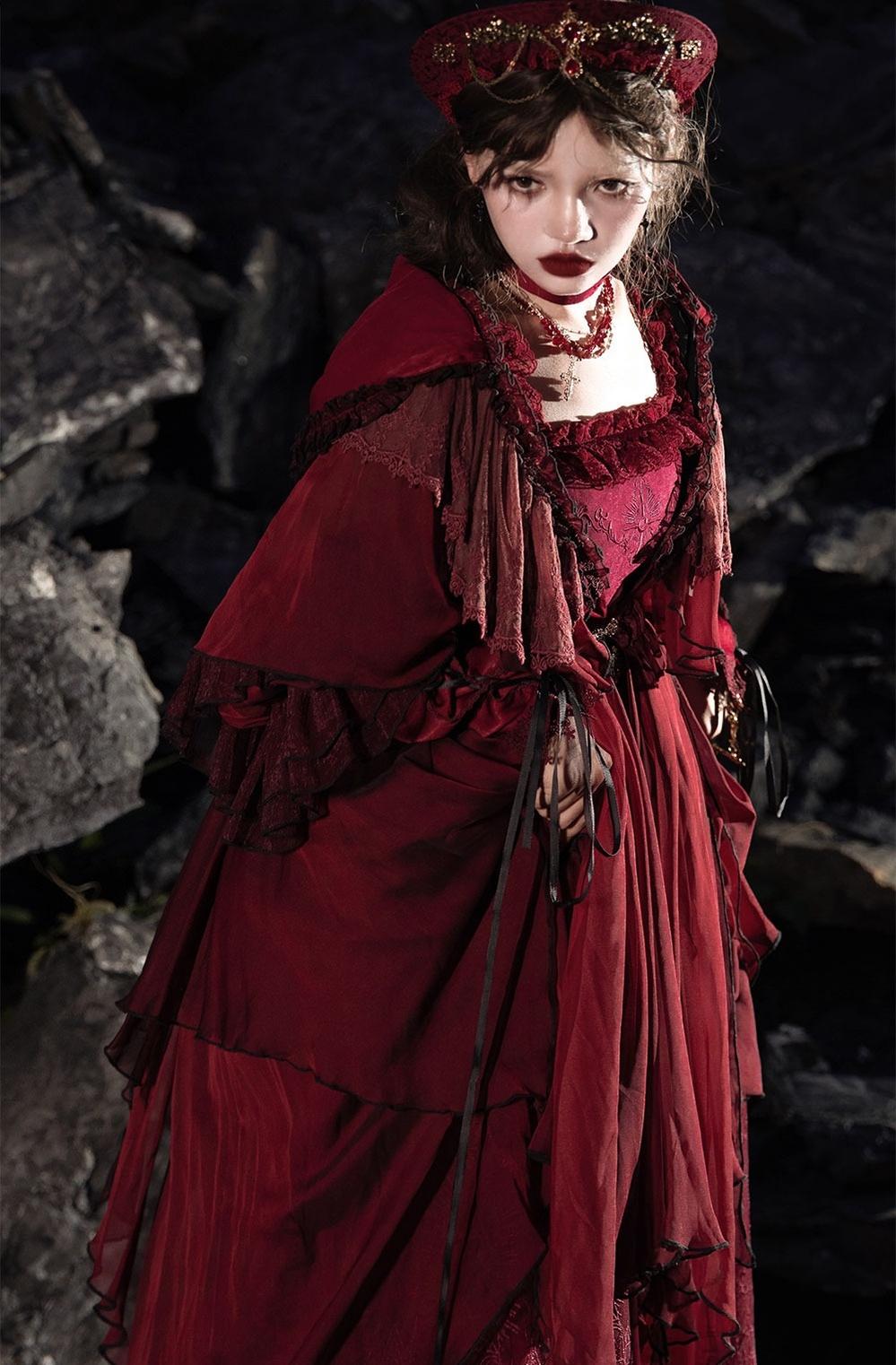 ZJstory~Gothic Lolita Cape Long-sleeved Shawl with Detachable Hood 42129:734144