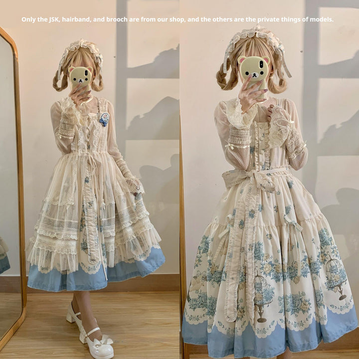 DreamWhale~Floral and Bird Series~Classic Lolita JSK Suit Floral Print Dress 40910:679564