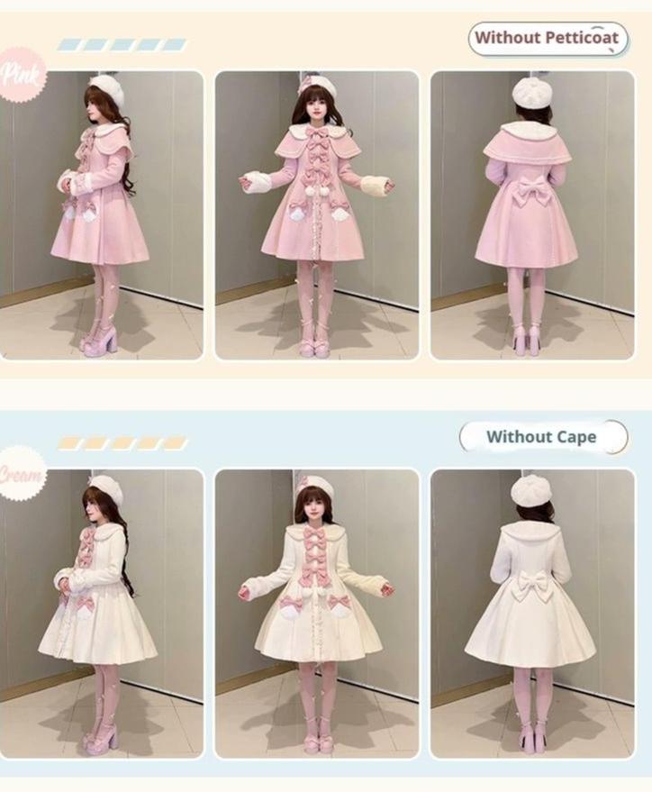 Sakurahime~Sweet Cookie~Sweet Lolita Coat Detachable Cape Pastel Outwear 40374:658620