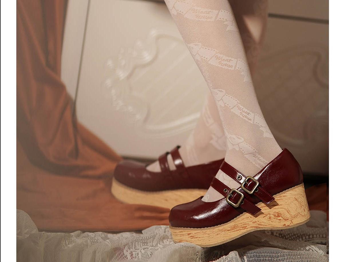 MODO - Retro Lolita Round Toe Wood Bottom Shoes