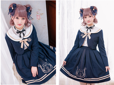 Chess Story~Preppy Style Violin Embroidery Lolita Suit   