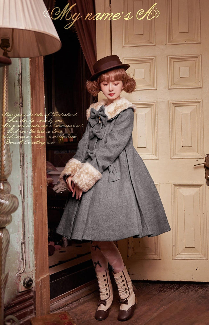 Unideer~Winter Lolita Coat Wool Bow Overcoat (L M S XL) 32784:701586