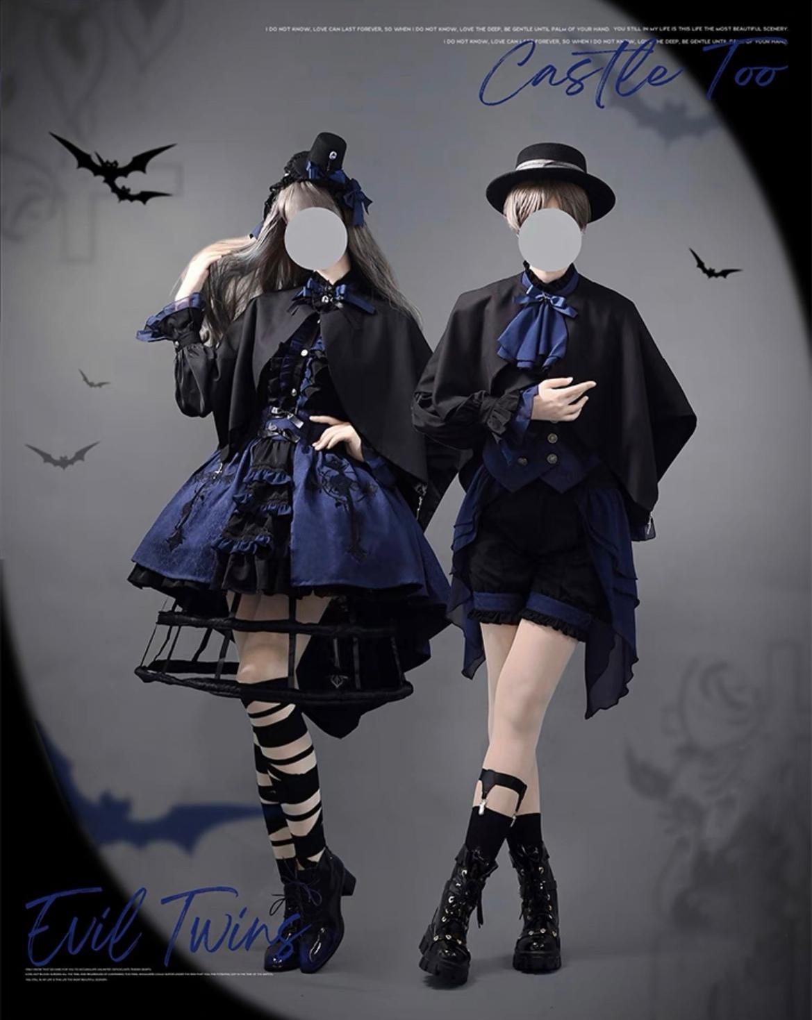 (BFM)CastleToo~Evil Twins~Ouji Lolita Dress Lolita Vest Shirt Shorts Skirt Set