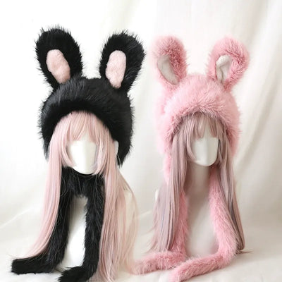 Xiaogui~Sweet Lolita Hat Bunny Ear Plush Warm Headwear   