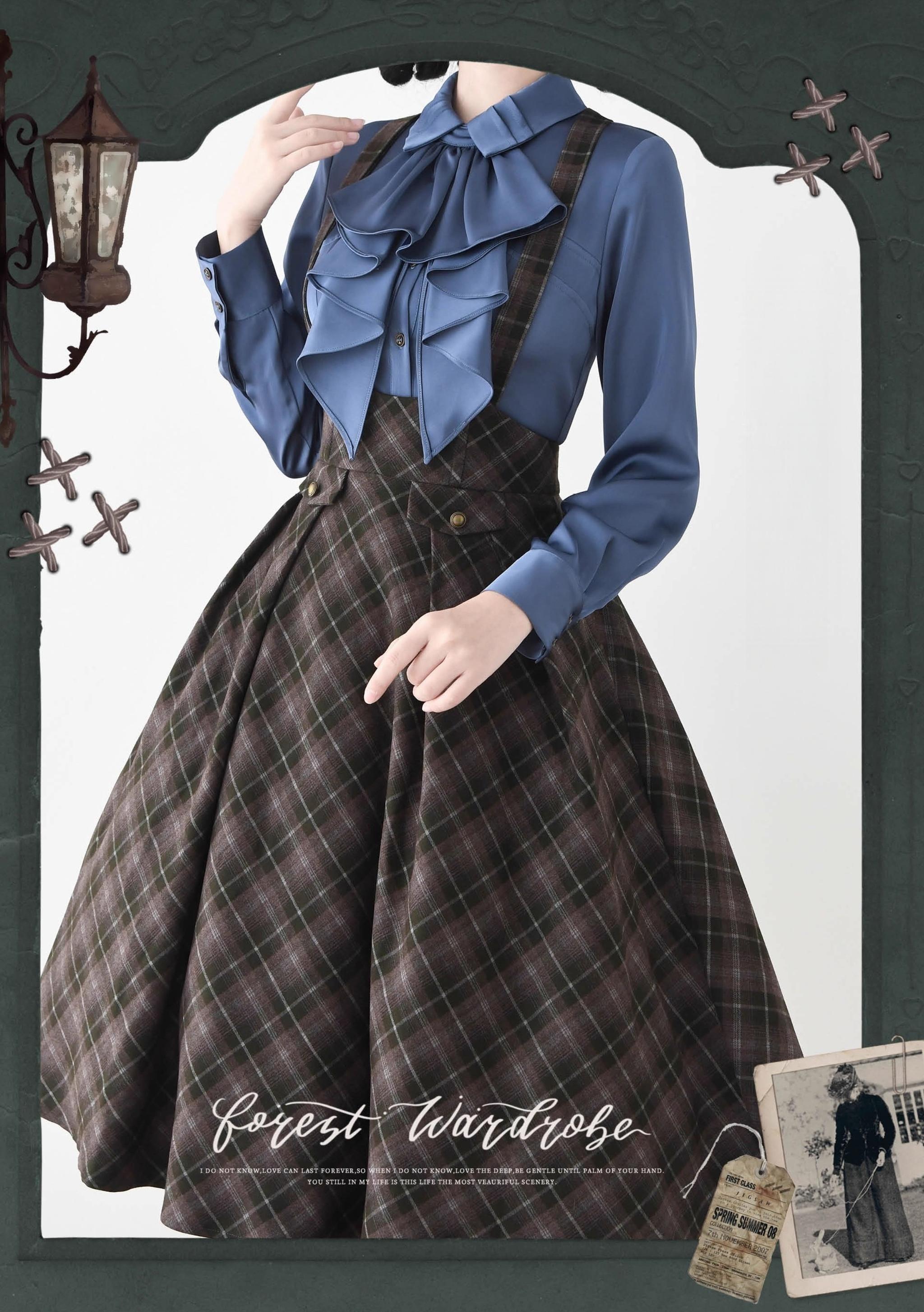 Forest Wardrobe - Forest Dew - Elegant Lolita Slim Fit Shirt, Detachable Jabot 44189:798264