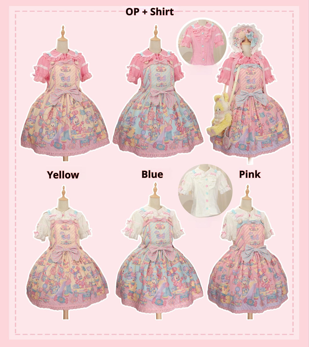 Star Fantasy~Rainbow Buffet Bunny~Candy-Like Kawaii Lolita Dress Suit with Plus Size Shirt 42807:756998