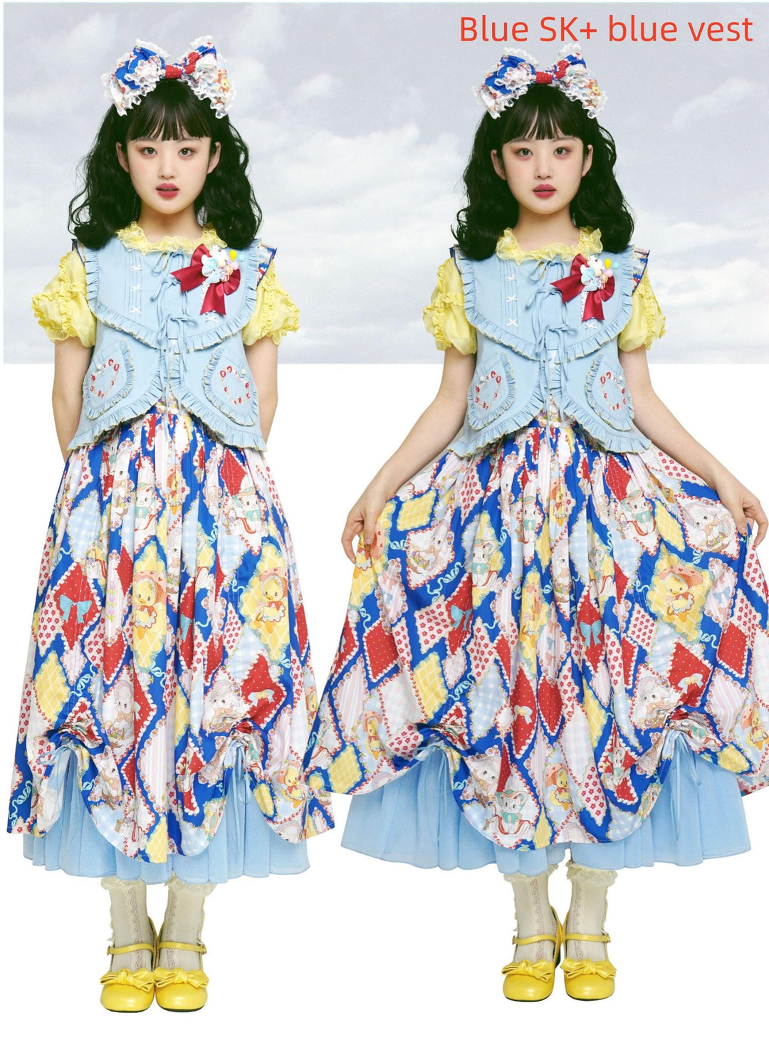 Southern Cross~Showa Kaleidoscope~Sweet Lolita OP SK and JSK with Rabbit Print 42127:727860