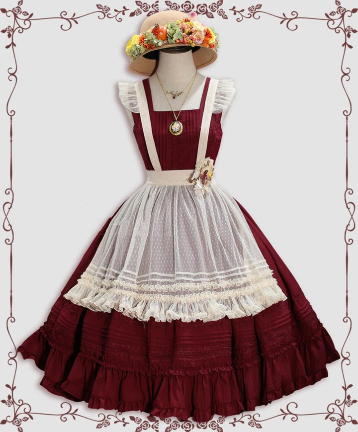 Tiny Garden~Nocturne Reminiscence~Elegant Lolita JSK Dress Multi-Wear Apron Dress Set   