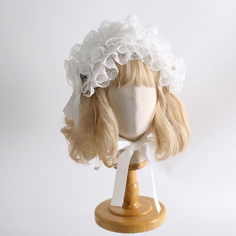 Xiaogui - Classic Lolita Lace Headdress Pure White Lolita Head Accessory
