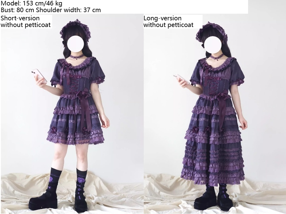 Uncle Wall Original~Stacked Black Currant~Gothic Lolita OP Dark Adjustable Lolita Dress   