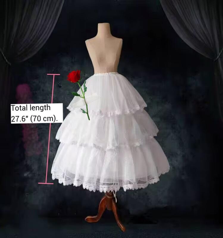 Teddy Bear - 27.6" (70 CM) Adjustable Wedding Lolita Petticoat Lace Fabric / White