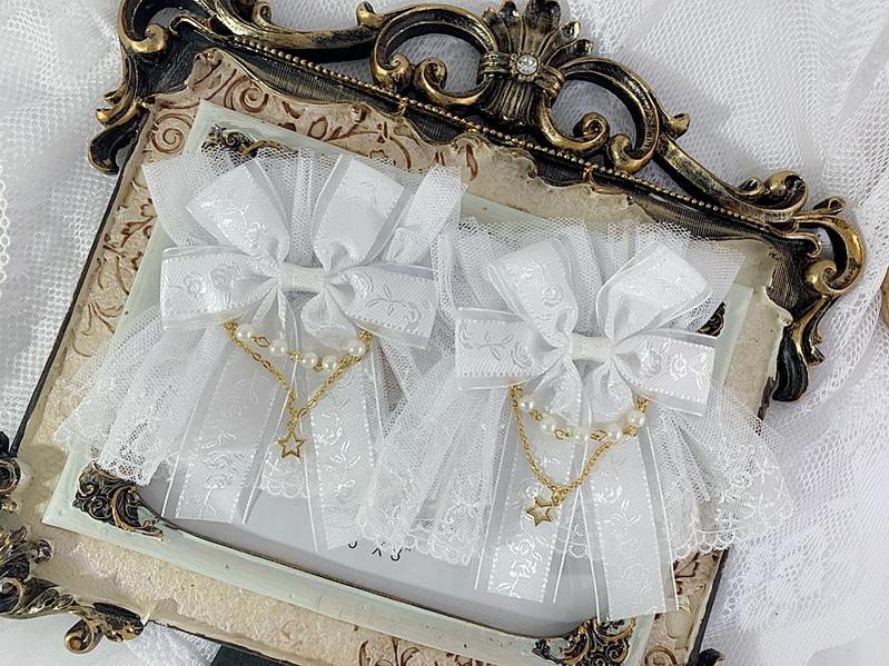 Sweet Jelly Lolita~Double Layer Lace Cuffs Elegant Lolita Gloves Free size A pair of white improved cuffs only 