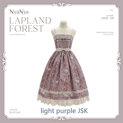 (Buyforme)NyaNya~ Lapland Forest~ Lolita Elegant Vintage Floral JSK OP Dress Pre-order (4-5 months before shipping ) Free size JSK-light purple (with pockets on 2 sides)