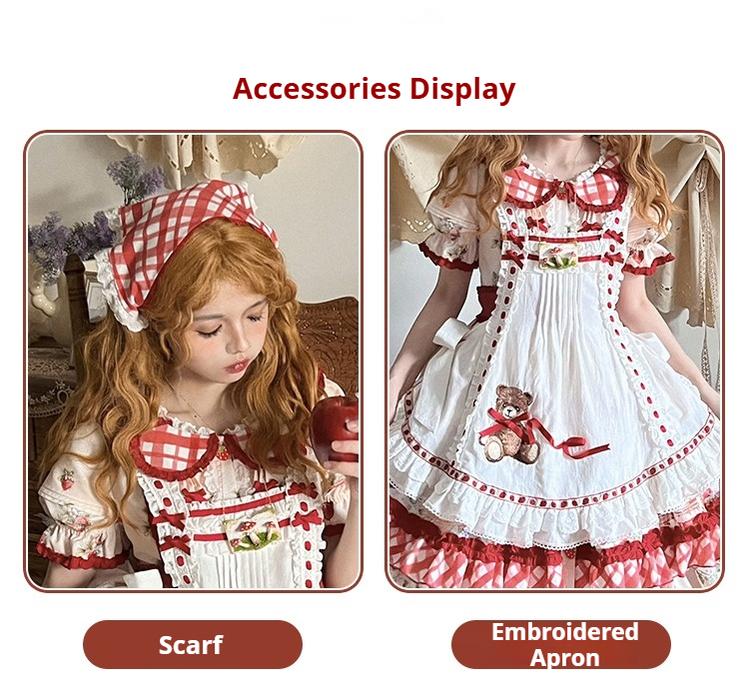 Spireme Cat~December Strawberry Field~Sweet Lolita OP Dress Strawberry Printed Dress