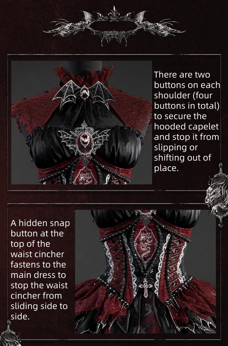 Bone Dragon - Gothic Lolita Corset JSK Dress Set with Embroidery 45654:857002