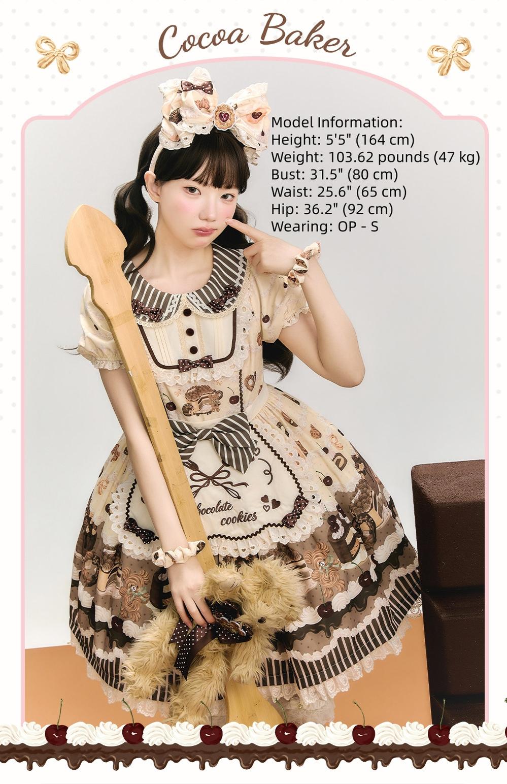 Cocoa Baker - Old School Lolita Dessert Printed OP & JSK Dress with Embroidery 45486:851035
