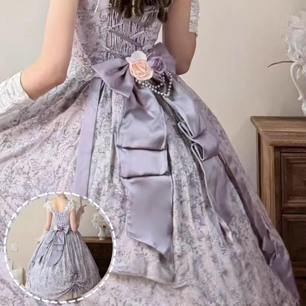 Dolota Flower Wall - Classic Lolita Floral OP Dress, Open Shoulder (L M S XL) 44485:811278