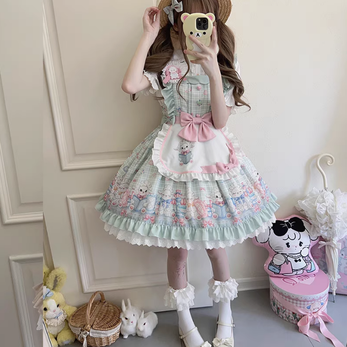 Cinderella - Goat Baa Bedtime Story - SheepPrint Kawaii Lolita JSK (L S) 15516:776202