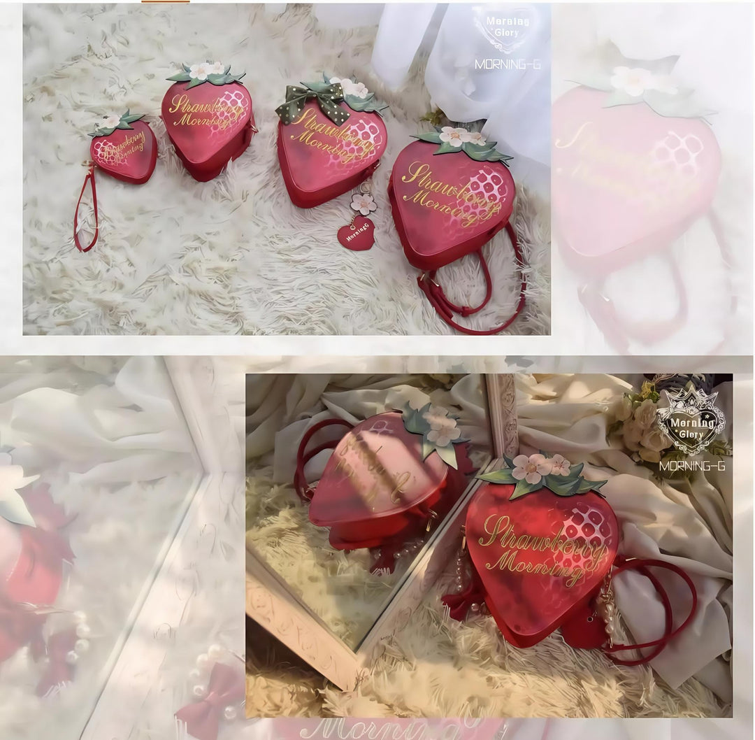 Morning Glory~A Strawberry~Sweet Lolita Crossbody Bag Strawberry Printed Handbag