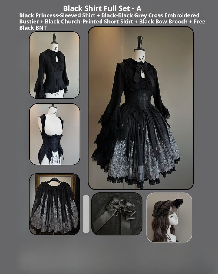 Susin Lolita~Night Traveler~Gothic Lolita Skirt Outfit Long Coat Shirt and Bustier (L M S XL) 42118:727747