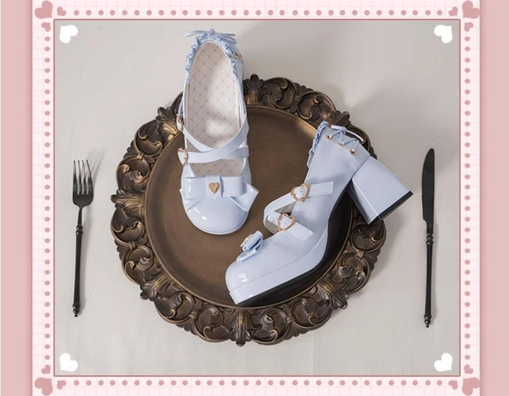 Milk Bun Bunny~Sweet Lolita High Heel Bow Princess Lolita Shoes 40632:670110