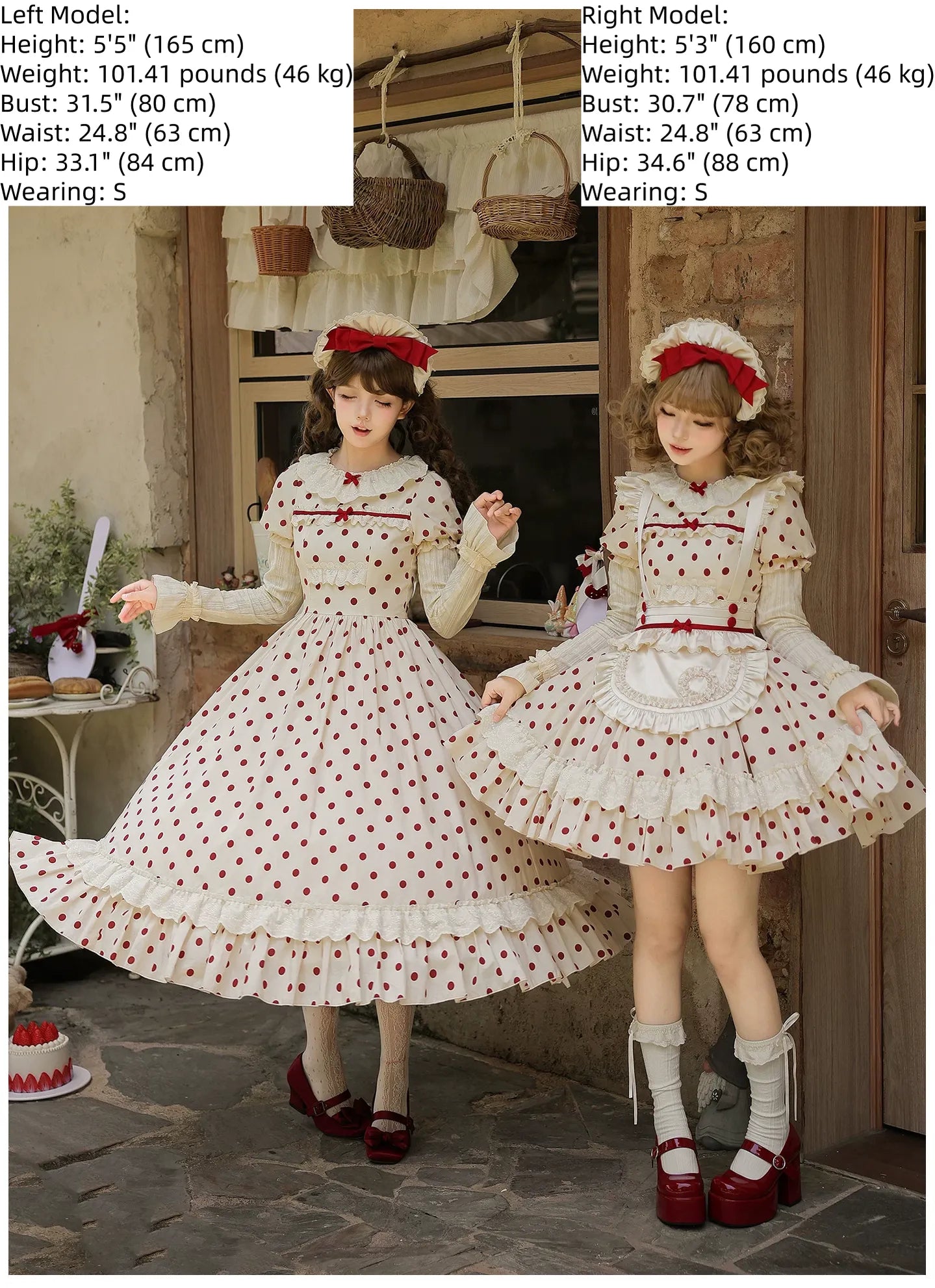 Polka Dot Lollipop - Cotton Old School Lolita Polka Dot OP Dress 45768:861577