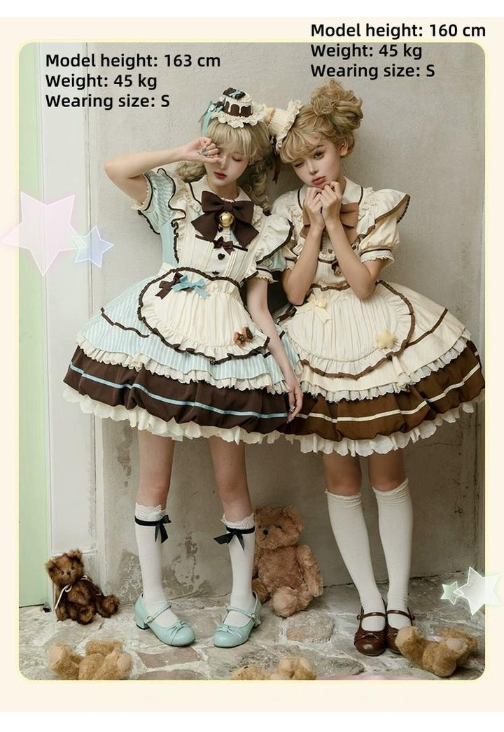 Sakurahime~Berry Bubble~Kawaii Lolita OP Tiered Ruffles Apron Lolita Dress