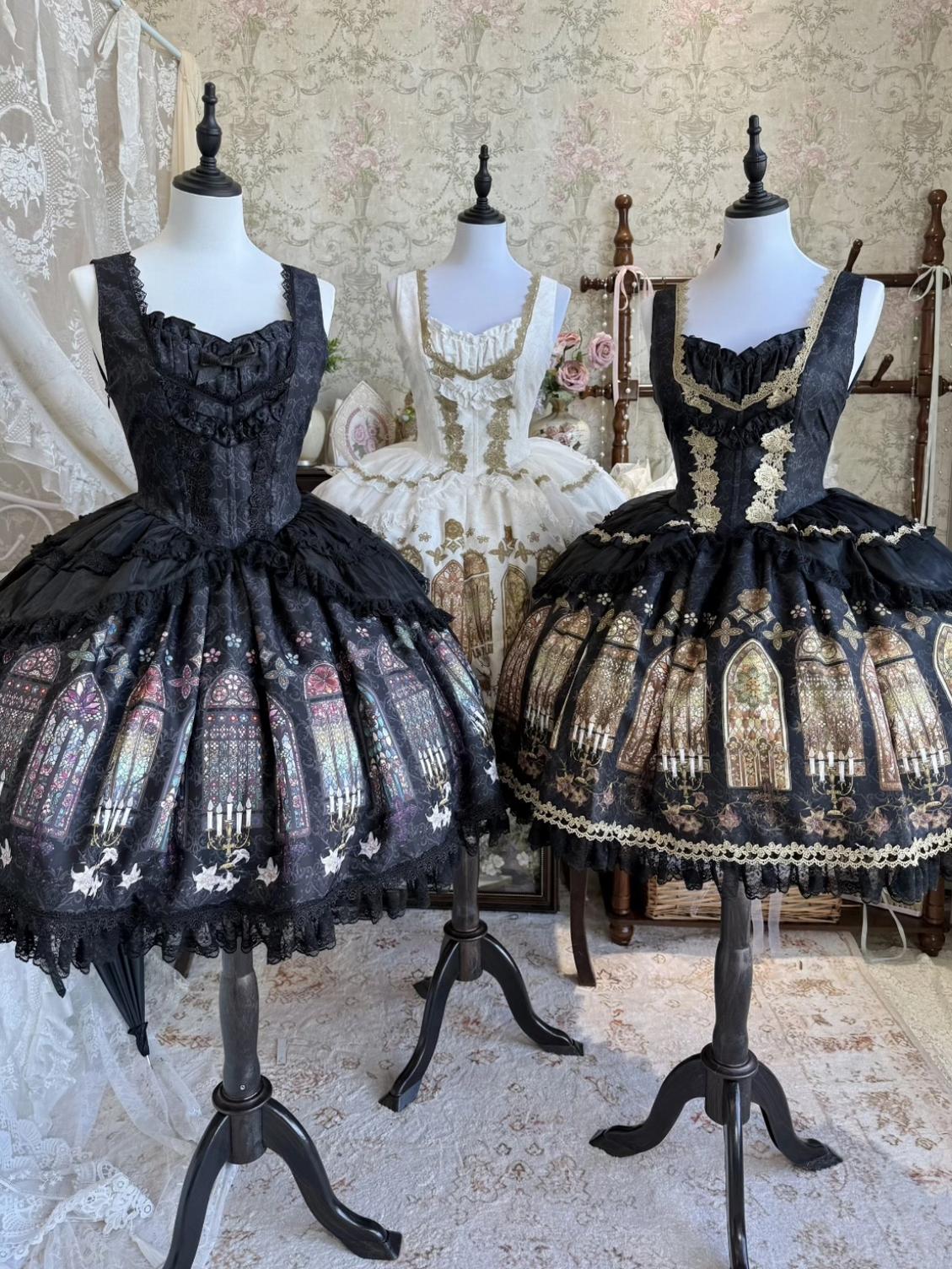 Gothic Lolita JSK Dress & Blouse Set, Stained Glass Print 45793:862633