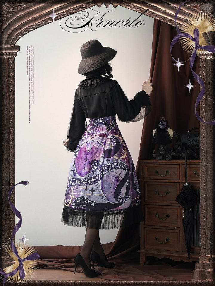 Krncrlo~Laocoon~Gothic Lolita SK Suit With Purple Snake & Apple Print 43289:772514