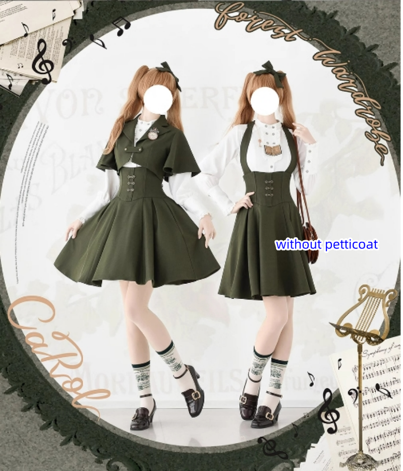 Forest Wardrobe~Vintage Lolita Skirt Fishbone Halter SK Autumn Jacket   