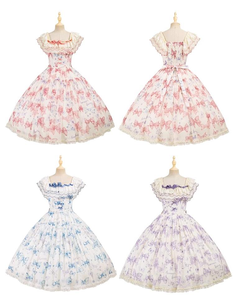 Summer Fairy~Eternal Garden~Sweet Lolita Dress Suit Elegant Open-Shoulder OP and JSK 42066:728879