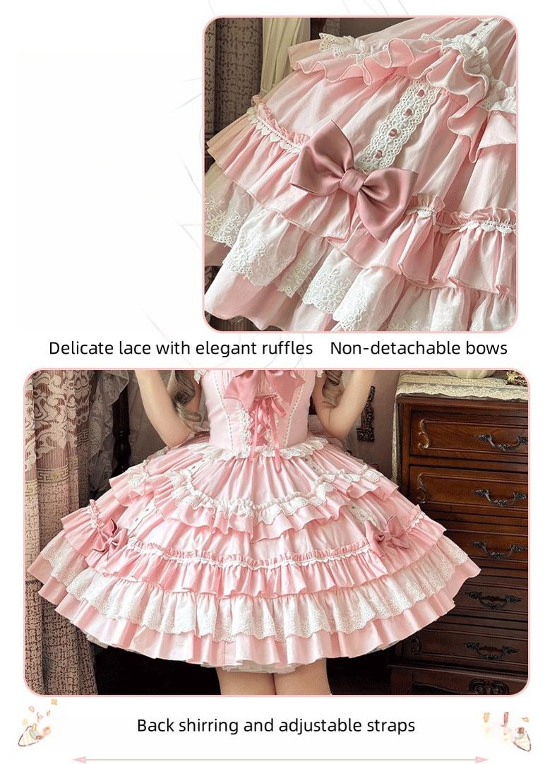 ZhiJinYuan - Sweet Mousse - Sweet Lolita JSK in Playful Colors with Bow Decoration