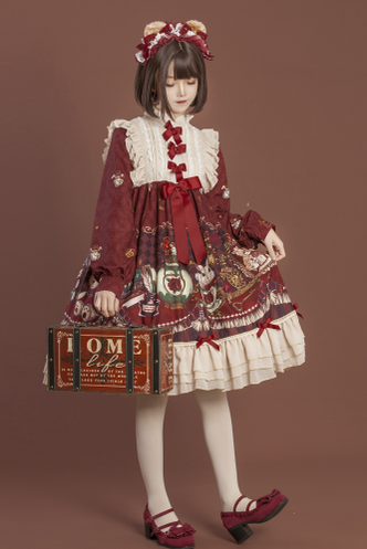 OCELOT~Crown Bear~Kawaii Daily Lolita Long OP Dress   