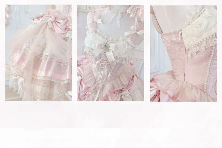 MieYe~Flowers Song~Classic Lolita JSK Dress Fishbone Dress with Tiered Skirt