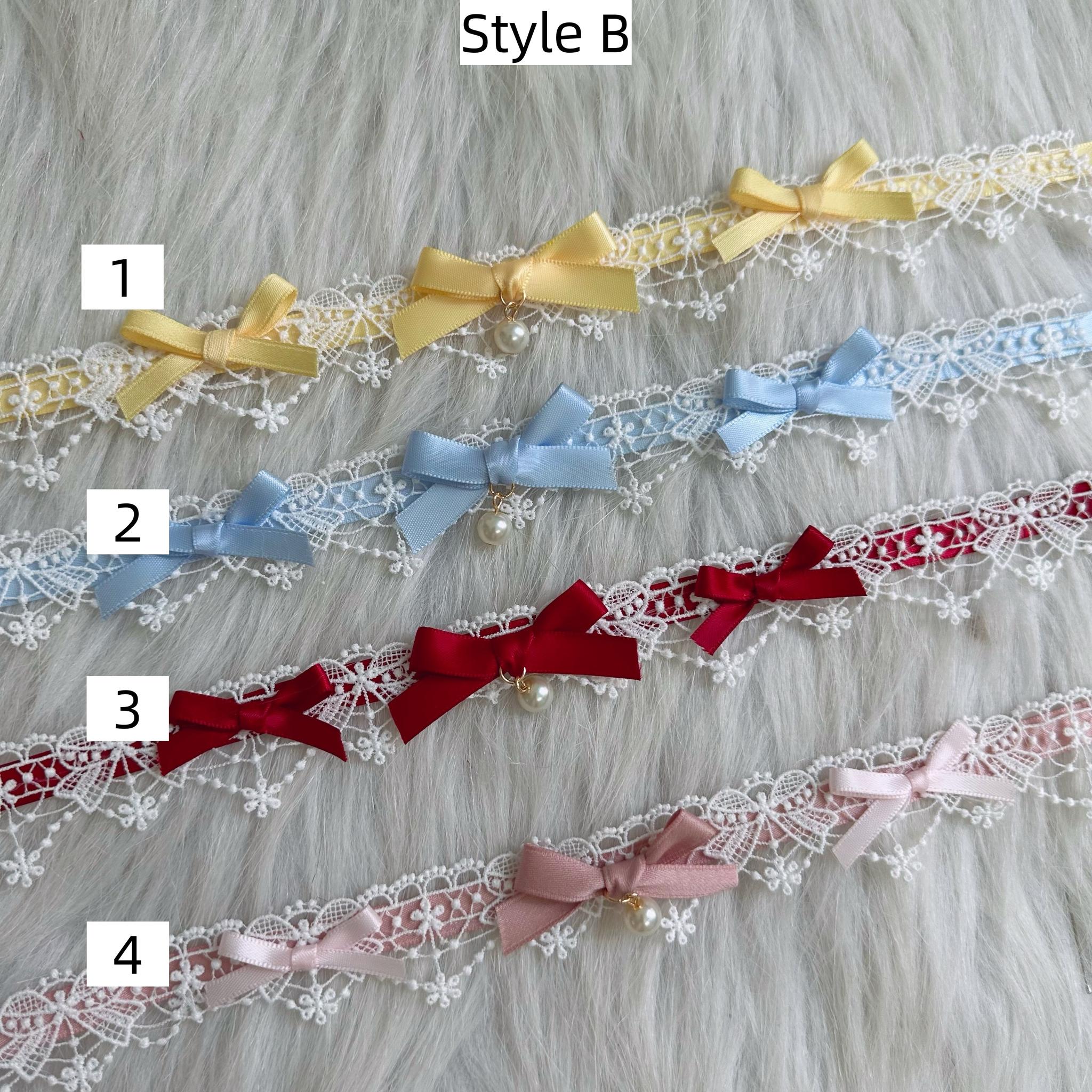 Chestnut Lolita - Sweet Lolita Headdress, Bow and Lace Decoration Choker Style B Only (please specify your desired color)
