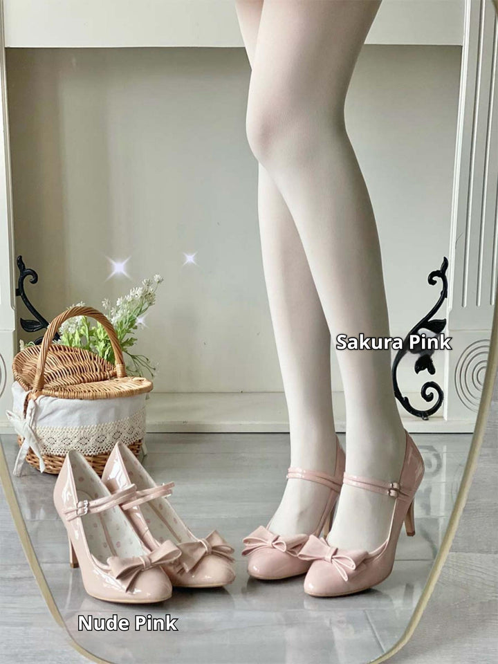 Pure Tea For Dream~Coco Sweet~Elegant Lolita Shoes Pointed Toe Heels with Bow (35 36 37 38 39 40) 42298:740631