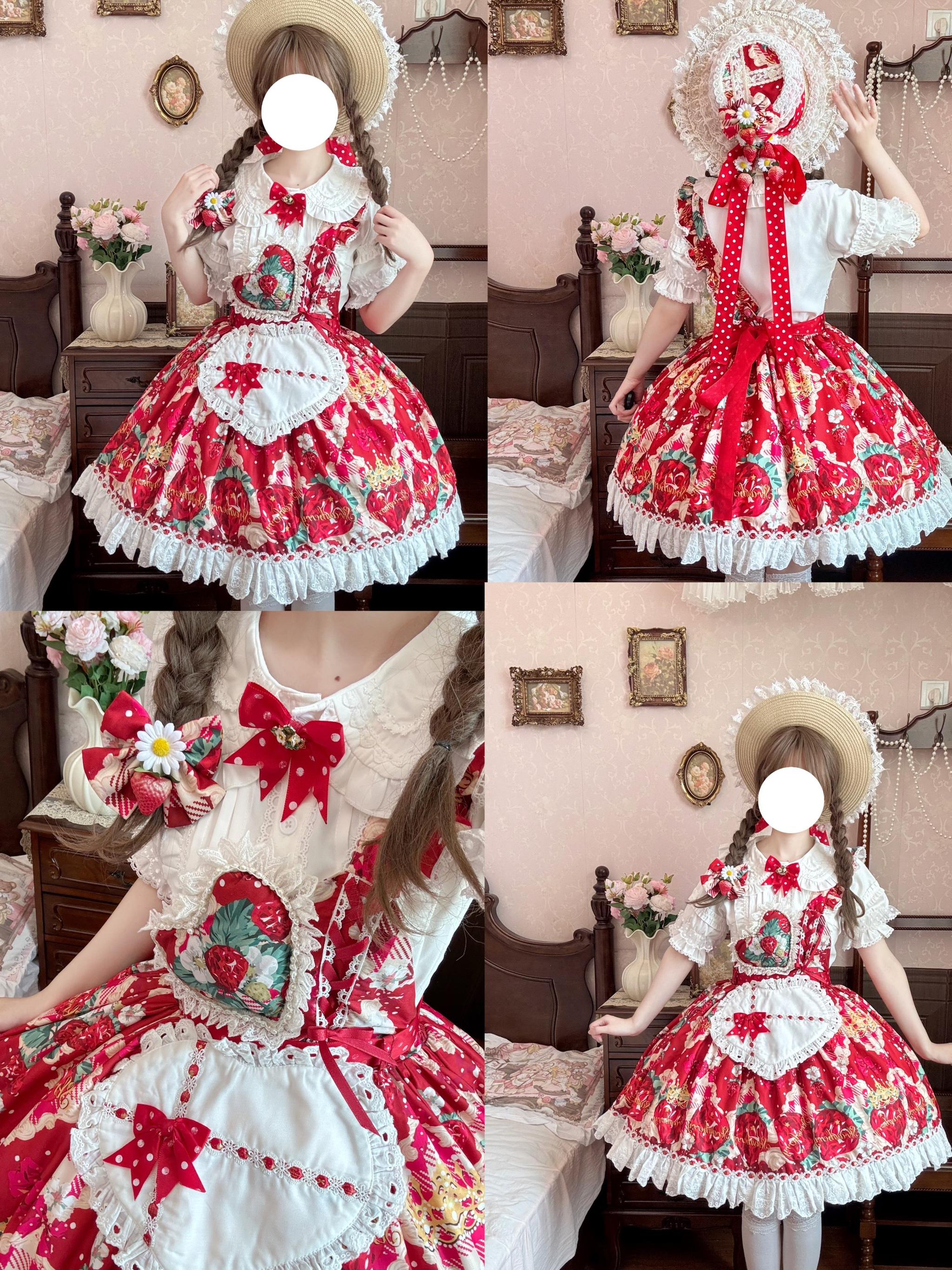 Suiyi - Crown Strawberry - Sweet Lolita Salopette Dress Suit, Single Strap